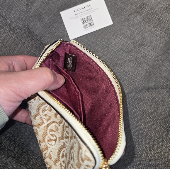 Coach Wristlet Monogram Print Cream Beige NEW NWOT
